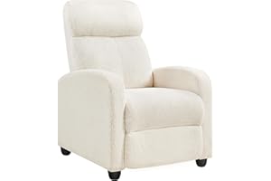 Yaheetech Poltrona Relax Reclinabile Regolabile Divano Monoposto con Poggiapiedi da Soggiorno Camera da Letto 61,5 × 87 × 99 cm Avorio/Tessuto Bouclé