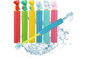 ZZQVIP Pistolet na Wodę dla Dzieci, 6-częściowy Pistolet na Wodę do Piany, Strzykawka do Wody dla Chłopców i Dziewcząt, na Imprezę dla Dzieci, Zajęcia na świeżym Powietrzu, Basen i Plażę