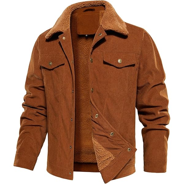 Herren Cordjacke Winter | Dicke Fleecejacke Mit Plüschfutter | Übergangsjacke Herbst/Winter
