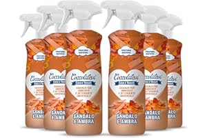 COCCOLATEVI Essenza per Ambienti Sandalo e Ambra 750 ml X 6 Profumatore per Ambienti, Armadi, Cassetti, Automobile, Deodorante Ambiente, Profumo casa, Detergente Superfici, Antipolvere