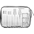 LUZWAY Beauty Case da Viaggio, Trousse Trasparente, Busta + 8 Pezzi Bottiglie (Max.100ml), Set per Cosmetici, Kit da Aereo pe