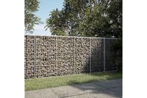 IKAYAA Gaviones de Piedra con Cubierta Muro de Gaviones Muro de Contención de Gaviones Valla de Gaviones Muro de Contención de Piedra 200x50x100 cm