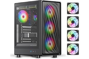 Tortox Nimbus Mesh Tempered Glass ATX/M-ATX/ITX Gaming PC Case with Pre-Installed 4 * 120MM ARGB Fans, Supports up to 240MM Radiator, VGA Length up to 280mm USB 3.0, 2*SSD Slots Gaming Case (Black)