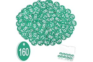 Tenare 1-200 Números de Mesa de Plástico Etiquetas de Números de Clave Etiquetas de Identificación Pequeñas Impermeables Etiquetas de Guardarropa con Orificio para Hotel, sin Llaveros(Verde)