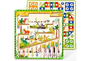 AUEZONA Montessori Spielzeug ab 3 4 5 6 7 8 Jahre Jungen Mädchen, 2-in-1 Holz Magnetspiel Labyrinth Fliegendes Schach Doppelseitig Kinder Spielzeug, Motorikspielzeug Sortierspiel Pädagogisches Spielzeug