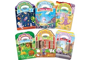 Elfew 6 unidades 3D reutilizables libro de pegatinas para niños de 2 a 4 años, pegatinas para niños, pegatinas 3D hinchadas, dinosaurios, mundo submarino, granja, animales salvajes, espacio, vehículo,