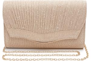 Glittrande kuvertväska beige, kvällsväska roséguld damer champagnefärger clutch