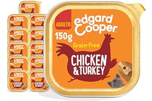 Edgard Cooper Grain-Free Wet Dog Food for Adult Dogs, (Chicken& Turkey 11 x 150g), Natural Dogs Food in Cup with Fresh Meat & Amino Acids, Gluten-Free, High Protein