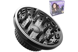 LIGOLIG Hair Difuser Attachment Universal Diffuser Hair Dryer for 1.4-inch to 2.4- inch Blow Dryer, Hair Diffuser for Curly Hair and Natural Wavy Hair (Black)