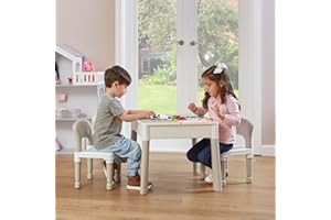 Liberty House Toys Kids 5-in-1 Activity Table and 2 Chairs, Sand, Water, Construction Play, Grey, H450 x W510 x D540mm