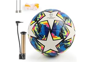 Clvsyh Ballon De Foot Champions, Ballon De Football De Taille 5, avec 1 Pompe De Ballon, 2 Aiguilles, 1 Sac en Filet, Article De Fans De Football Cadeau d'anniversaire pour Jeu Et L'Entraînement