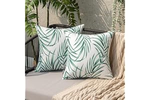 EMEMA Funda de Cojines Impermeable Funda de Almohada al Aire Libre Dibujo de Hojas para Sofa Silla Cojin Suave Decoracion para Dormitorio Exterior Jardin Salon Terraza