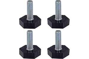 Bulldog Castors Adjustable Levelling Feet - Set of 4 - M8 Thread with 25mm Hexagon Foot - Ideal for Furniture, Appliances and Small Equipment Black