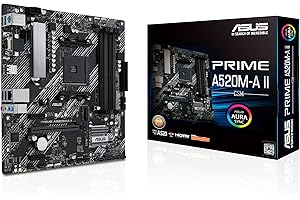 ASUS Prime A520M-A II/CSM AMD AM4(3rd Gen Ryzen) microATX Commercial Motherboard(ECC Memory,M.2 Support,1Gb Ethernet, DP/HDMI 2.1/D-Sub, 4K@60HZ, USB3.2 Gen1Type-A, ARGBheader with AURAsync)