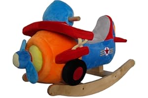 Sweety-Toys 4751 Schaukeltier Schaukelpferd,supersüss Flugzeug, Soft Plüsch,mit Sound 4-Fach, robust
