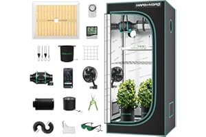 MARS HYDRO MARSHYDRO TS1000 Grow Tent Kit Complete 2.3x2.3ft LED Grow Light Dimmable Full Specturm Indoor Grow Tent Complete System, 31"x31"x63" Hydroponics Grow Tent Kit 1680D with 4” Ventilation Kit