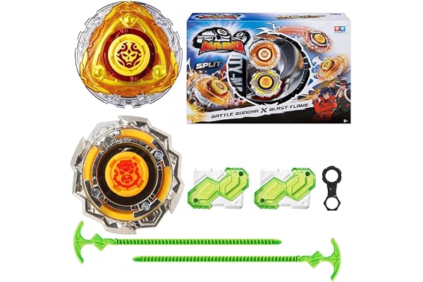 INFINITY NADO Toupie Série Split, Battle Tops métalliques Toupie avec Launcher, Enfants Jouets garçons, Spinning Tops à partir de 5 6 7 8 9 10 11 12 Ans,Warriors & Blast Flame