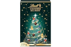 Lindt - Calendrier de l'Avent - Assortiment de Chocolats au Lait, Noirs et Blancs - Idéal pour Noël, 221g