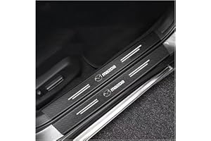 RIDGOEL 4 Piezas Pegatinas Protective de Umbral de Puerta, para Mazda 2 3 5 6 CX-3 CX-30 CX-5 CX-50 CX-60 CX-7 CX-8 CX-9 Decoración para Estribos de Coche de Fibra de Carbono con Logotipo Plateado