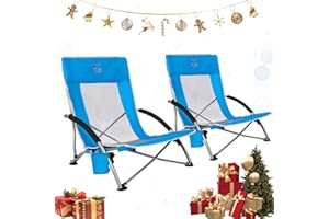 TIMBER RIDGE Silla Plegable de Playa Portátil Bajo Silla de Camping Espalda Alta en Malla Ultraligero con Bolsa de Transporte