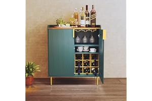 HOLTICO - Armadietto per vino con scaffalature per 9 bottiglie, armadietto da bar moderno con mobile bancone caffè, mobile per alcolici con portabottiglie in legno, credenza buffet per cucina, sala da