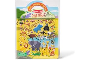 Melissa & Doug Autocollants En Relief Repositionnables - Safari, Livres d'activités, Autocollants reutilisables, Loisirs créatifs pour filles et garçons de 3 4 5 6 7 ans