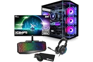 ADMI Gaming PC Package: AMD Ryzen 7 5700X - AIO Liquid Cooler - RTX 5060 8GB GDDR7 - DDR4 32GB - NVME 1TB - Edge ARGB Case (Black) - WiFi - Windows 11 (With: 24" Monitor, Keyboard, Mouse & Headset)
