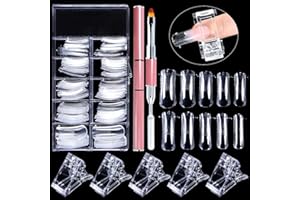 ‎EBANKU EBANKU Klare Falsche Nägel Tipps Nagelformen, 100 Stück Nagelverlängerung Kit für gelnägel Acryl Nägel mit 1 Stück Dual-Ended Acryl Malpinsel und 5 Stück Nagelspitzen Clip