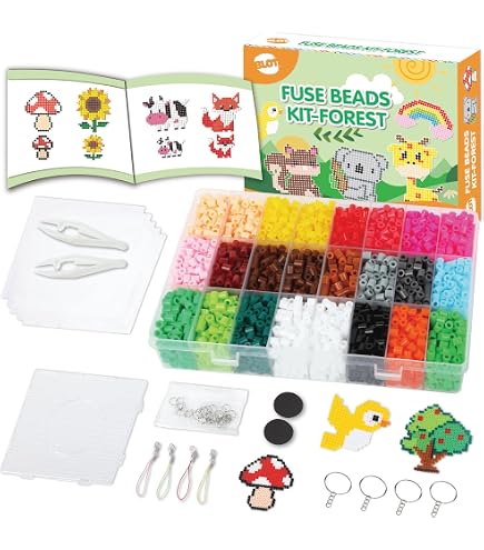 EIKEJI Grande set di perline da stirare da 10 mm, 1500 pezzi XL con piastre, 21 colori colorati, maxi perline da stirare, 15 motivi e carta da stiro, perline XL, set creativo