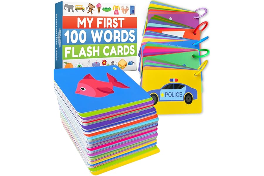 100 First Words Flashcards - High Contrast Image Flashcards - Educational Learning for Language and Early Vocabulary with Animals, Food, Transport, Family, Clothing and More
