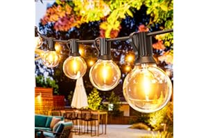 Svater Guirlande Lumineuse Exterieure, 45M Guirlande Guinguette Extérieur avec G40 75+3 Plastique LED Ampoules, IP45 Étanche Guirlande LED Lumière Deco Jardin Fête Terrasse Mariage, Blanc Chaud