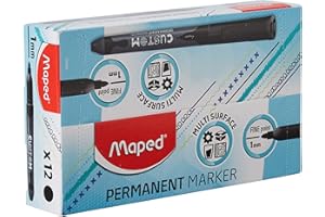 Maped Custom – Pennarello permanente sottile, colore: nero, punta fine 2 mm – Multi superficie