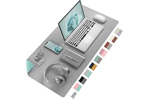 ‎AOTHIA Aothia Schreibtischunterlage-Große Mauspad-Schreibtischmatte,Büro Schreibtisch Pad, Schreibblock, Doppelseitige Verwendung PU Leder Wasserdicht(91x43cm,Grau)