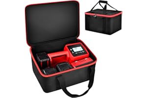 Peciue Air Compressor Bag Compatible with Milwaukee M18 Inflator 2848-20, Pump Carrying Box for Milwaukee Tools Accessories, Tire Inflator Holder for Battery Pack 18V 3.0 to 9.0 Ah- Black (Case Only)