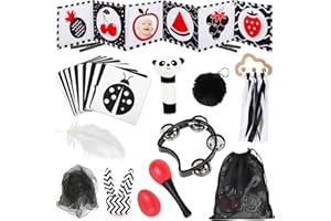 Jiosdo Baby Sensory Toys 0-6 Months, Black and White Sensory Toys for Newborn, Baby Essentials High Contrast Montessori Toys,Newborn Toys Set
