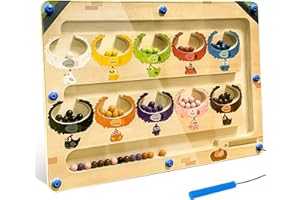 Wenosda Magnetspiel Labyrinth Spielzeug, Farben Zahlen Lernen Sortierspiel Montessori Spielzeug 3 4 5 6 7 Jahre Holz Magnete Kinder Motorikspielzeug