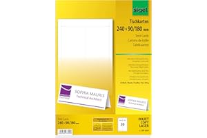 SIGEL DP050 Tent Cards, 24 x 9 cm, 20 sheets equal to 20 Pieces