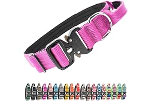 TSPRO Premium Hundehalsband mit Griff Dickes Verstellbares Taktisches Hundehalsband Schwere Ausführung Schnellverschluss Metallschnalle für Mittelgroße bis Große Hunde (Lila L)