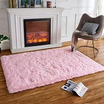 Waschbarer Boho-Teppich Für Wohnzimmer – Rosa Blumenmuster, Rutschfest & Weich