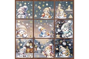 SALUOKE 195 Adesivi Natalizi per Finestre, Pupazzo di Neve Decorazioni Natalizie per Finestre, Stickers Natale per Bambini, Adesivi Natale in PVC per Decorazioni di Finestre, Porte interne, Vetrine