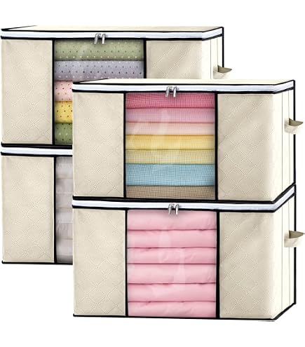 GoMaihe Sac de Rangement Vetement Lot de 4, Grande Non-Tissé Sac