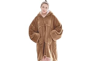 FELOVE Sweat à Capuche Surdimensionné,Hoodie Couverture Couverture a Capuche Hive，Plaid à Manche Polaire Pull Femme Homme Adulte Chaud,avec Poches Portables aux Adultes,Hommes,Femmes,Adolescents