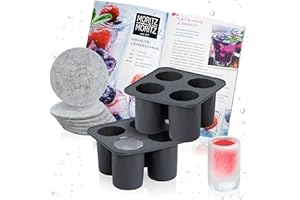 Moritz & Moritz 2 stampi per bicchierini da shot in ghiaccio - Stampo in silicone per 8 bicchierini da shot in ghiaccio - Incl. 6 sottobicchieri e ricettario