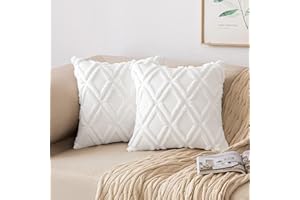 MIULEE Boże Narodzenie, zestaw 2 poszewek na poduszki, ozdobne poszewki na poduszki, wełniane, aksamitne, futrzane, w stylu boho, puszysta poduszka dekoracyjna na sofę, do salonu, 40 x 40 cm, biała