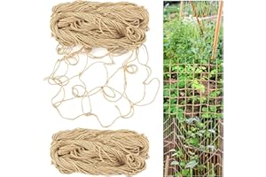 JOUSEER 2pcs Plant Support Jute Netting 1x5M,Biodegradable Compostable Eco Friendly Natural Netting with Large Squares Compostable Climbing Trellis Twine for Plant Vegetable Flower Climbing Runner Bean