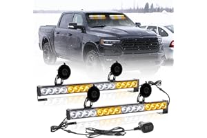 ROUTEKING Barre Lumineuse stroboscopique d'urgence 2 en 1 avec 6 ventouses - 23 Modes de Flash - 2 en 1-2 Modes de clignotement - 2 en 1 - pour Pare-Brise - 2 x 42,7 cm