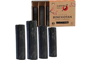 KAMPAI Charbon Actif Eau x4 | Filtre 2.5L à 3L / Baton | Binchotan Gros calibre | Purificateur Vegetal Bio - Recharge Carafe filtrante - Purification Eau du Robinet Bouteille Verre Gourde