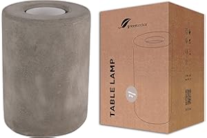 greenandco® lampa stołowa cementowa szara okrągła E27 z wyłącznikiem i gniazdem, wysokość 11,6 cm, średnica 8,3 cm
