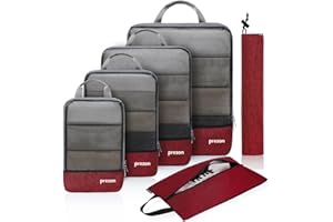 Prezon Kompresyjne kostki do pakowania, zestaw organizerów bagażowych, rozszerzane, w podróż, do przechowywania w domu, z torbą na buty i pranie