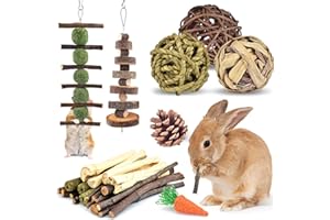 ERKOON Kaninchen Zubehoer, Kaninchen Kauspielzeug, Hasen Beschäftigung Kleintiere Natürliche Timothy Heu Sticks Apfelstäbchen Zahnpflege Leckerlis Chinchilla Meerschweinchen Rennmäuse (Mittelgroße)
